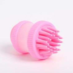 Щётка для мытья и массажа животных, с емкостью для шампуня, розовая Пижон