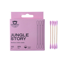 JUNGLE STORY Бамбуковые Ватные палочки с органическим розовым хлопком