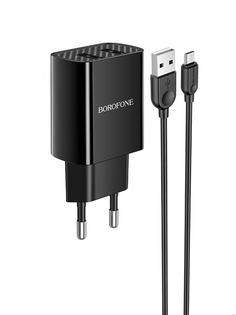 Зарядное устройство Borofone BA53A Powerway 2xUSB 5V 2.1A + кабель MicroUSB Black 6931474739179