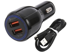 Зарядное устройство mObility AC-17 2xUSB + кабель Type-C Black УТ000024522