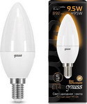 Лампа GAUSS LED Свеча E14 9.5W 890lm 3000К 103101110 Упаковка 10шт