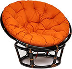 Кресло Tetchair PAPASAN 23/01 W /с подушкой/ Antique brown (античный черно-коричневый) ткань Оранжевый С 23 1