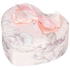 Шкатулка для украшений, текстиль, 15х18х7 см, розовая, Розовое сердце, Y6-2445
