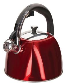 Чайник со свистком Regent Inox Stendal, красный металлик, 3л