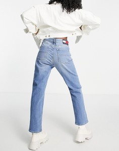 Прямые средне-выбеленные джинсы с завышенной талией Tommy Jeans Harper-Голубой