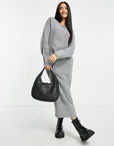 Платье-джемпер макси серого цвета с круглым вырезом M lounge-Серый