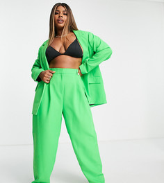 Классические брюки яблочно-зеленого цвета в винтажном стиле на кнопках (от комплекта) ASOS DESIGN Curve-Зеленый цвет