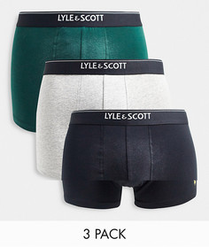 Набор из 3 боксеров-брифов черного, зеленого и серого цвета Lyle & Scott Bodywear-Разноцветный