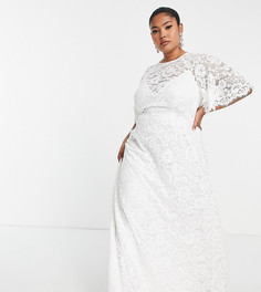 Кружевное свадебное платье с расклешенными рукавами ASOS EDITION Curve Olivia-Белый