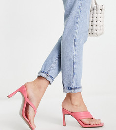 Розовые босоножки на каблуке для широкой стопы с объемным уплотненным ремешком с перемычкой возле большого пальца ASOS DESIGN Wide Fit Herring-Розовый цвет
