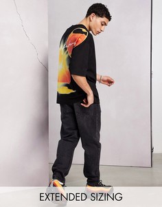 Черная oversized-футболка с пейзажным графическим принтом и логотипом на спине ASOS Dark Future-Черный