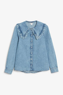 Рубашка из денима с акцентным воротником Monki