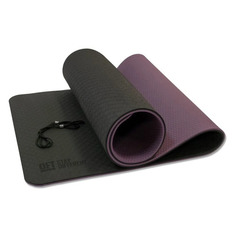 Коврик Original FitTools FT-YGM10-TPE для фитнеса дл.:1850мм ш.:610мм т.:10мм черный/фиолетовый (FT-