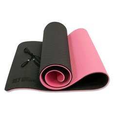 Коврик Original FitTools FT-YGM10-TPE для фитнеса дл.:1850мм ш.:610мм т.:10мм черный/розовый (FT-YGM
