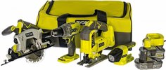 Набор аккумуляторных инструментов Ryobi R18CK4A-252S ONE+ (черно-желтый)