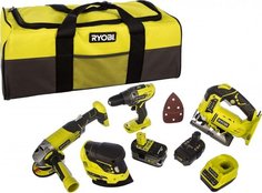 Набор аккумуляторных инструментов Ryobi R18CK4B-252S ONE+ (черно-зеленый)