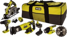 Набор аккумуляторных инструментов Ryobi R18CK-252S ONE+ (черно-зеленый)