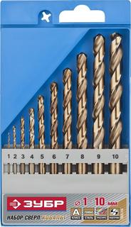 Набор сверл Зубр Кобальт 29626-H10 (золотистый металлик)