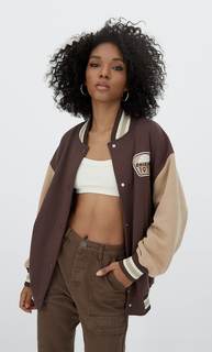 Stradivarius Куртка В Стиле Боулинг Из Мягкой Ткани Коричневый Xs