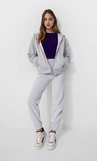 Stradivarius Худи Оверсайз На Молнии Пестро-Серый S