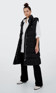 Stradivarius Длинный Стеганый Жилет Черный S