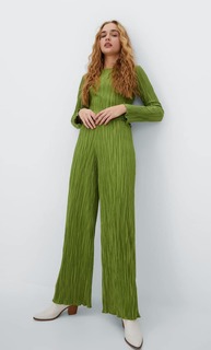 Stradivarius Брюки Со Плиссировкой Зеленый Xl