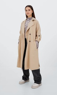 Stradivarius Длинный Тренч Из Струящейся Ткани Цвет Камня Xs