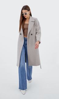 Stradivarius Пальто С Поясом Цвет Небеленого Полотна Xl