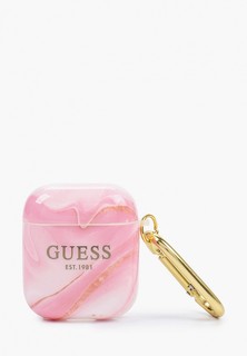 Чехол для наушников Guess Airpods 1/2, TPU with carabin New Marble design Pink