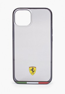 Чехол для iPhone Ferrari 13, PC/TPU Italia stripe Hard Transparent/Black