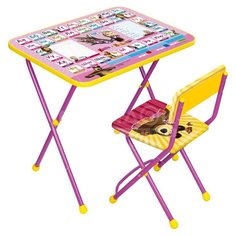 Набор детской мебели Nika Познайка2 Азбука3: Маша и медведь КП2/3 розово-сиреневый (стол, стул)