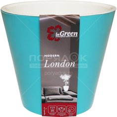 Горшок для цветов пластик, 1.6 л, 16х16 см, голубой, InGreen, London, ING6204ГЛЖ