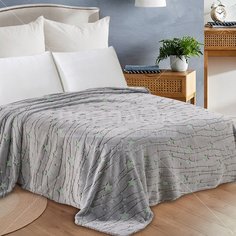 Плед 2-спальный, 180х200 см, велсофт, 100% полиэстер, Cleo, Бамбук Неон Звезды, серый, 180/006-PBN