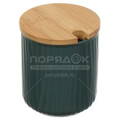 Банка для сыпучих продуктов, керамика, 8х8х8.5 см, с крышкой, Y4-5040, изумрудная