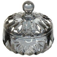Сахарница стекло, 10.7х10.7 см, с крышкой, графит, Лотос, Y4-5379
