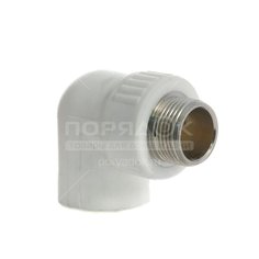 Уголок комбинированный d25х1/2" , наружная резьба, белый, Base