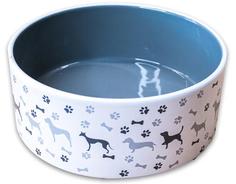 Миска КерамикАрт для собак, с рисунком, 350мл, серая