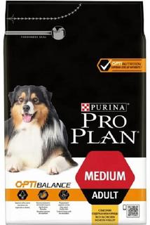 Сухой корм Purina Pro Plan для взрослых собак средних пород, курица и рис, 3кг