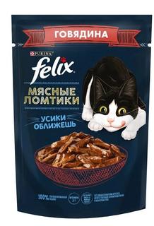 Влажный корм для кошек Felix Мясные ломтики, говядина, 75гр