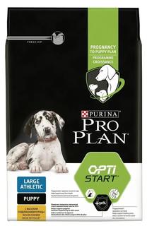 Сухой корм ProPlan для щенков крупных пород с атлетическим телосложением, курица, 3кг