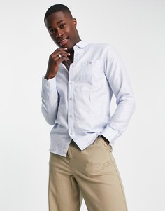 Голубая льняная рубашка с длинными рукавами Ted Baker-Голубой