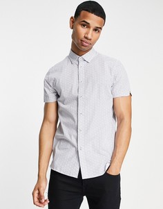 Голубая рубашка с короткими рукавами и геометрическим принтом Ted Baker-Голубой