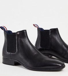Черные кожаные ботинки челси для широкой стопы Ben Sherman-Черный
