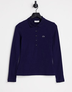 Темно-синее классическое поло с длинными рукавами Lacoste-Темно-синий