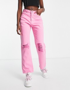 Пыльно-розовые прямые джинсы с завышенной талией NaaNaa-Розовый цвет