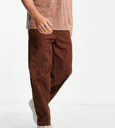 Коричневые строгие брюки в стиле oversized со складками New Look-Коричневый цвет