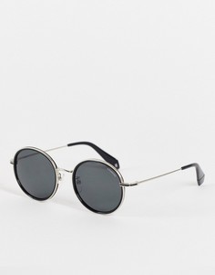 Черные солнцезащитные очки в круглой оправе в стиле ретро Polaroid-Черный