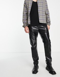 Черные прямые джинсы из искусственной кожи со вставками Jaded London-Черный