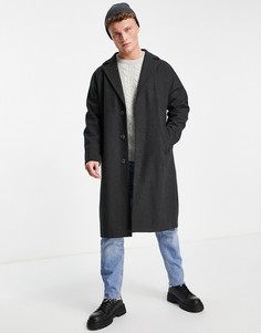 Длинное пальто-кокон с добавлением шерсти Harry Brown-Серый