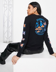 Черный лонгслив с принтом на спине Element Nevso